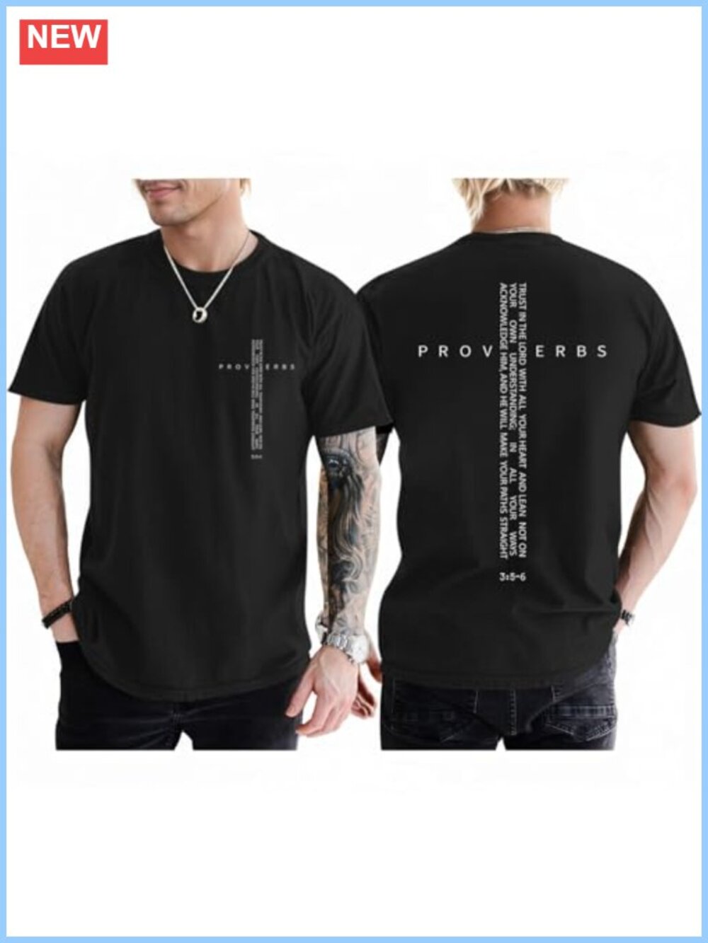 Men's Vintage Jesus Cross Bible Verse Cotton T-Shirt Christian Faith